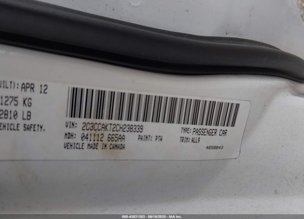 2016 CHRYSLER 300 VIN: 2C3CCAEG5GH358107
