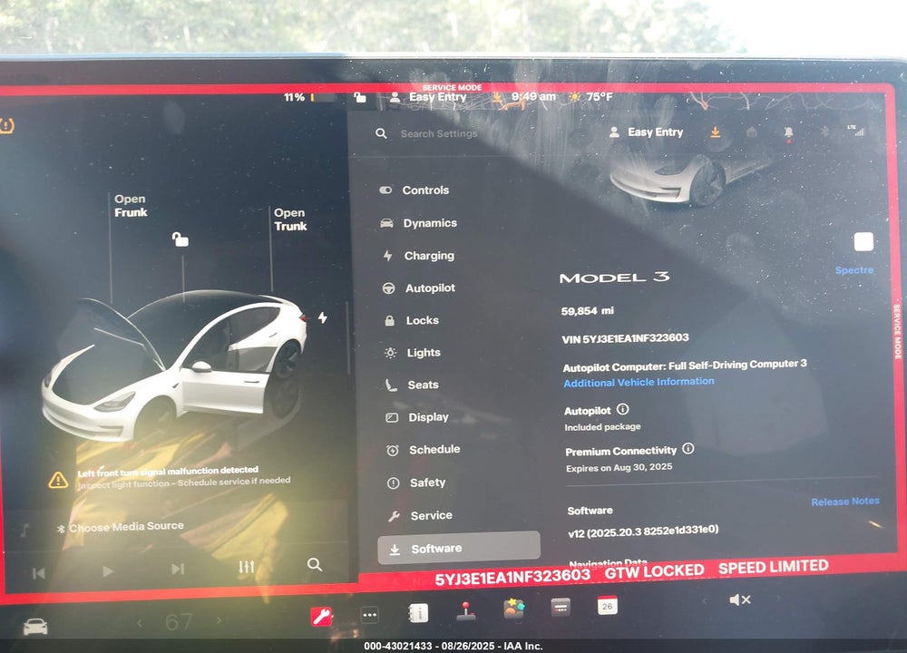2022 TESLA MODEL 3 VIN: 5YJ3E1EA1NF323603