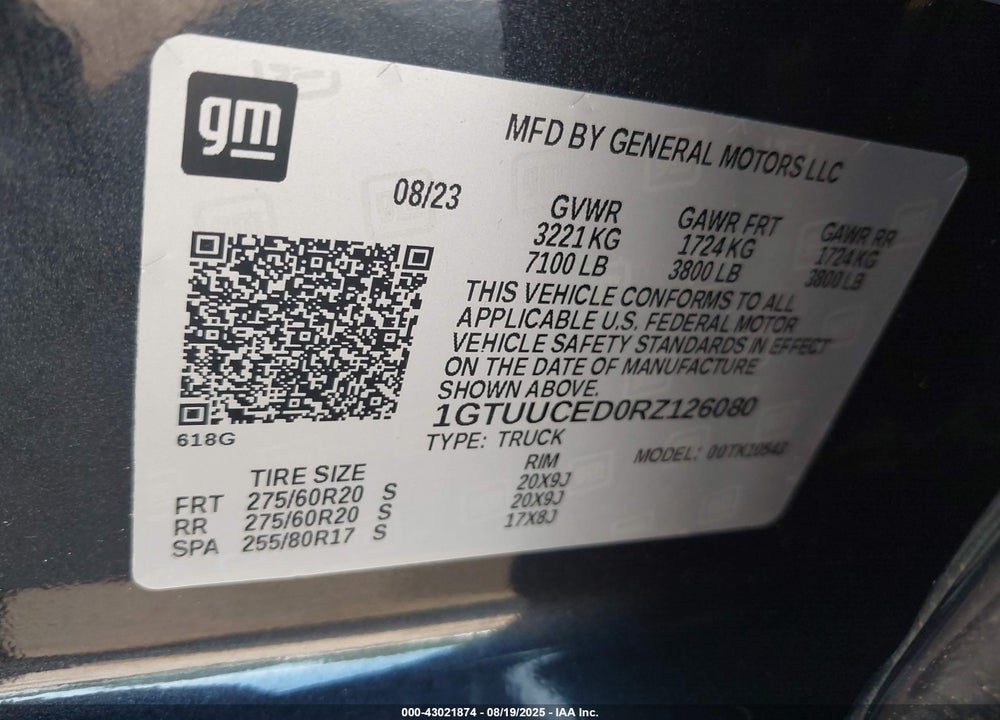 2024 GMC SIERRA 1500 VIN: 1GTUUCED0RZ126080
