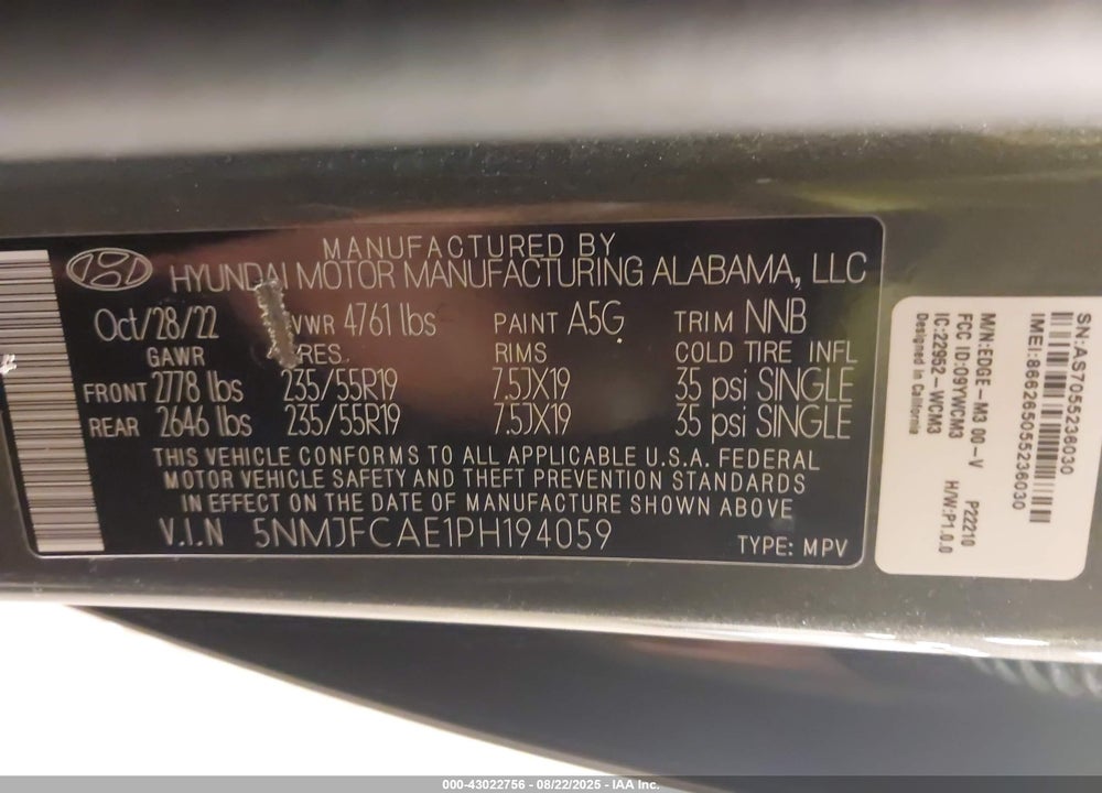 2023 HYUNDAI TUCSON SEL VIN: 5NMJFCAE1PH194059