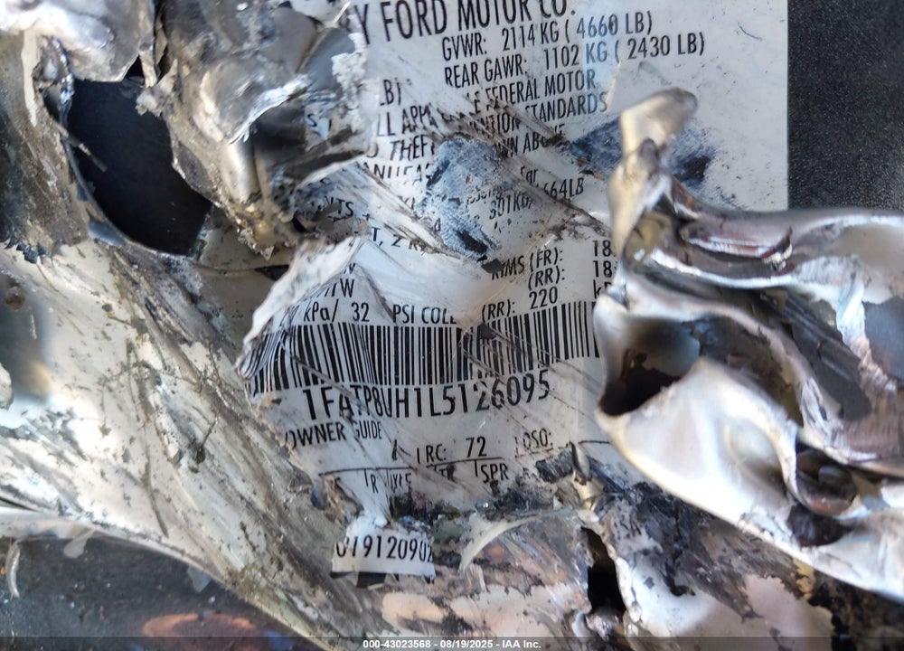 2020 FORD MUSTANG VIN: 1FATP8UH1L5126095