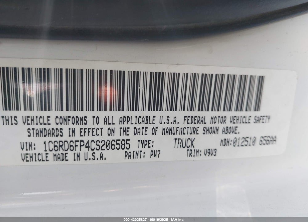 2012 RAM 1500 ST VIN: 1C6RD6FP4CS206585