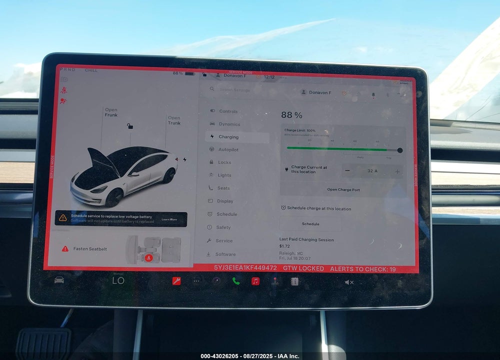 2019 TESLA MODEL 3 VIN: 5YJ3E1EA1KF449472