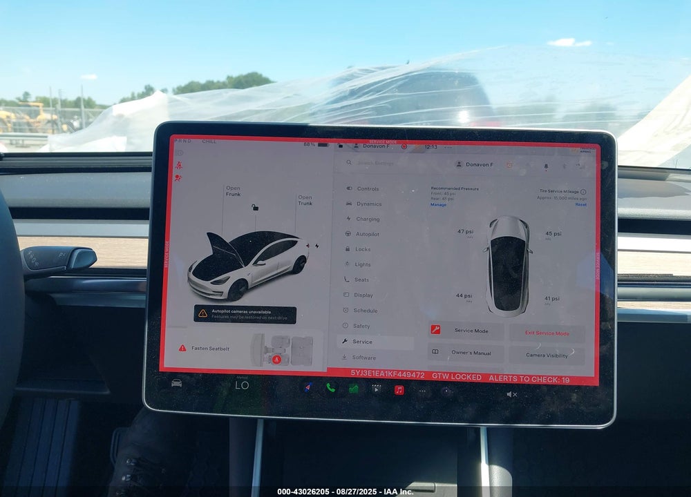 2019 TESLA MODEL 3 VIN: 5YJ3E1EA1KF449472