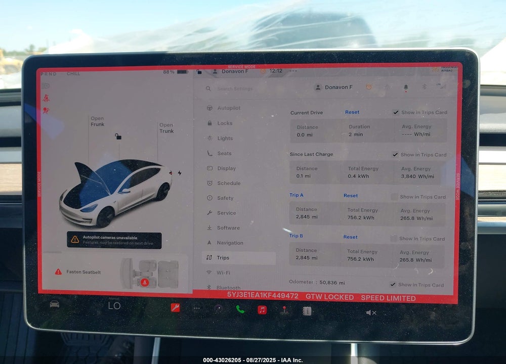 2019 TESLA MODEL 3 VIN: 5YJ3E1EA1KF449472