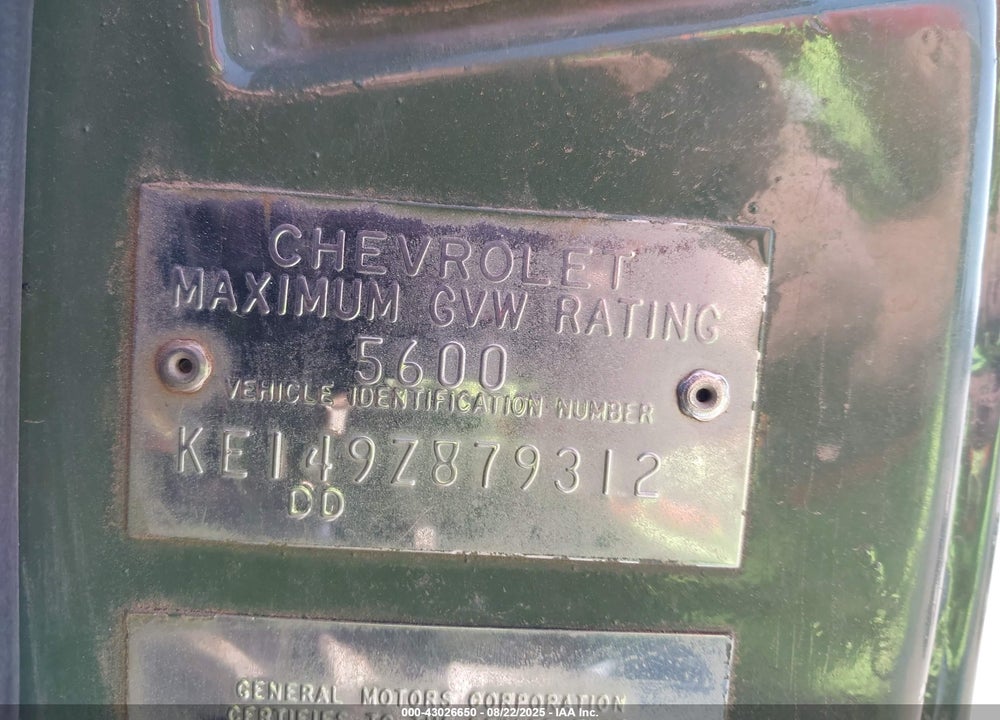 1969 CHEVROLET SUBURBAN VIN: KE149Z879312