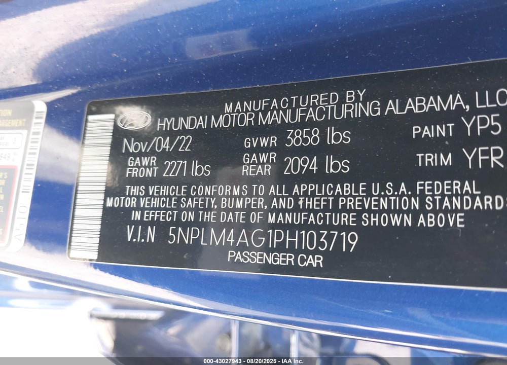 2023 HYUNDAI ELANTRA VIN: 5NPLM4AG1PH103719