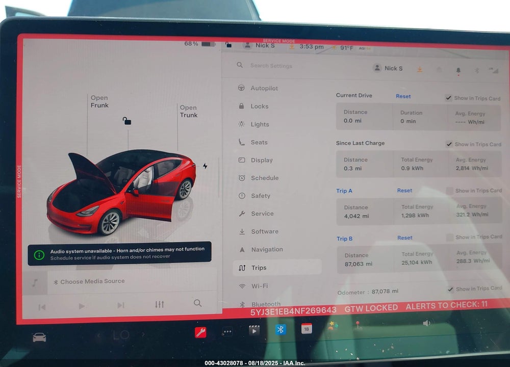 2022 TESLA MODEL 3 VIN: 5YJ3E1EB4NF269643