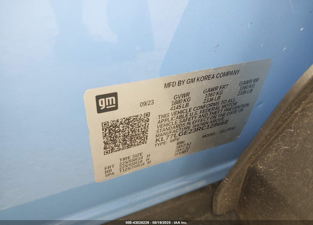 2024 CHEVROLET TRAX VIN: KL77LGE23RC128668