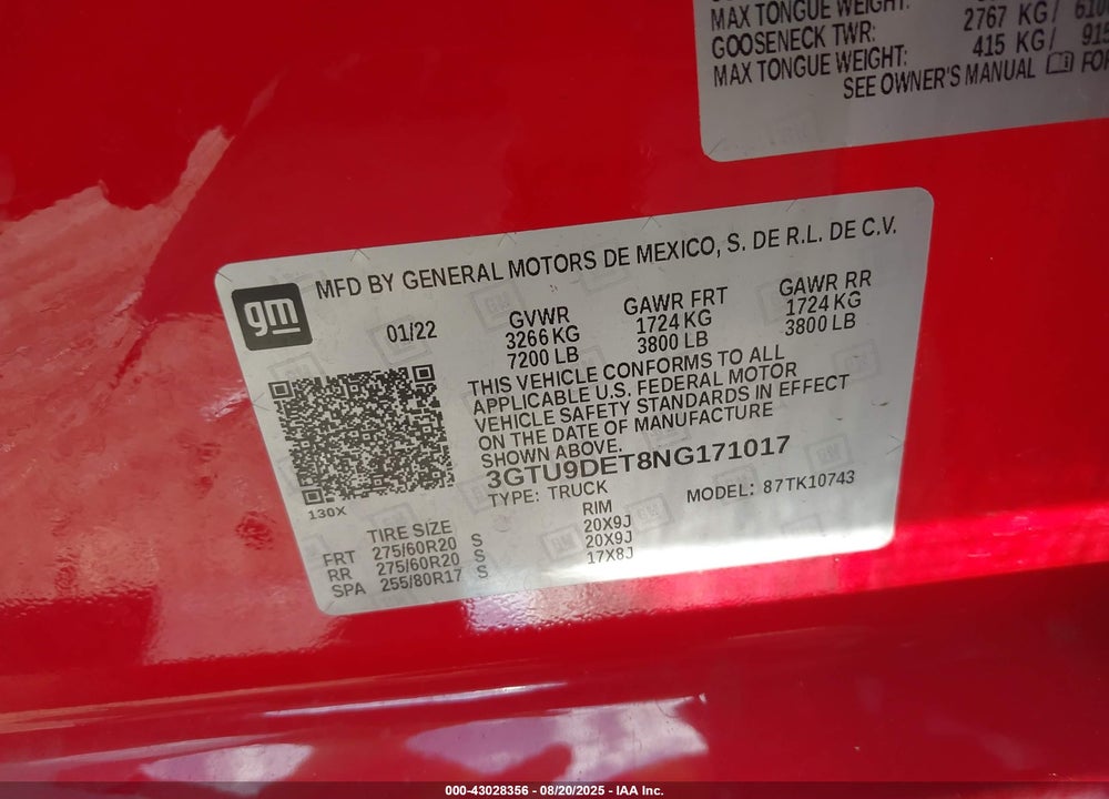 2022 GMC SIERRA 1500 LIMITED 4WD  STANDARD BOX SLT VIN: 3GTU9DET8NG171017