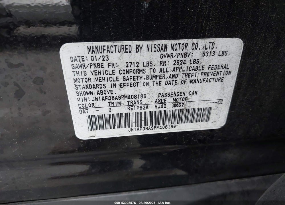 2023 NISSAN ARIYA ENGAGE VIN: JN1AF0BA9PM408186