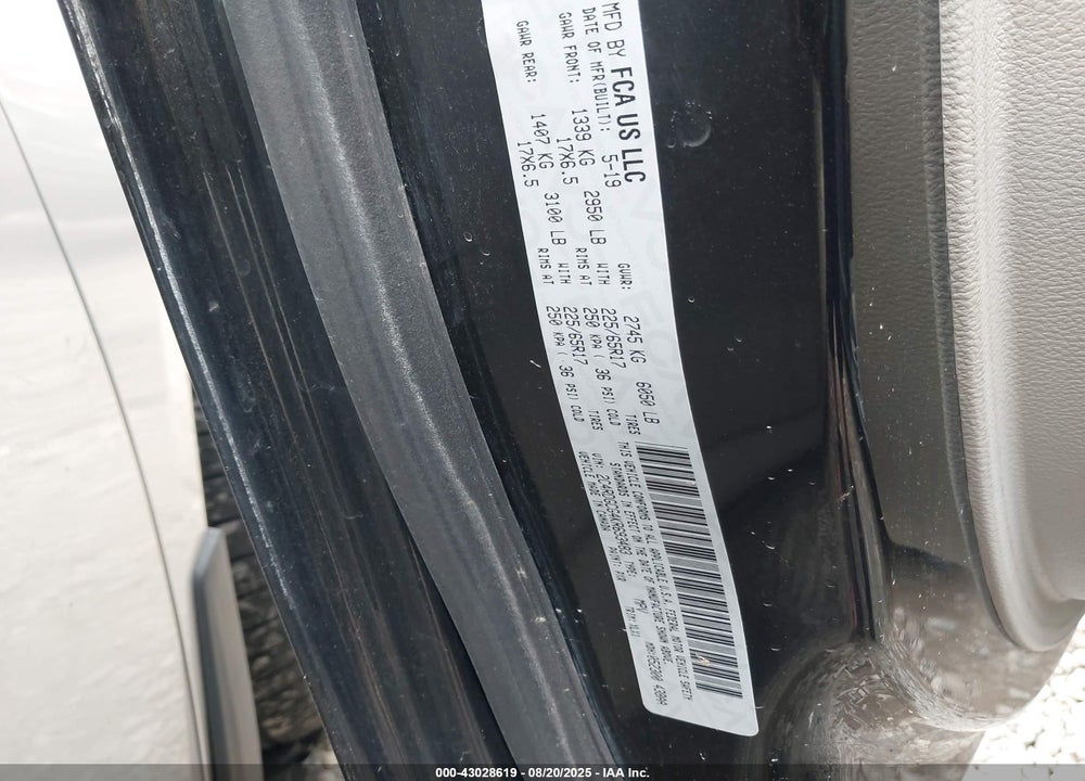 2019 DODGE GRAND CARAVAN SXT VIN: 2C4RDGCG4KR693483