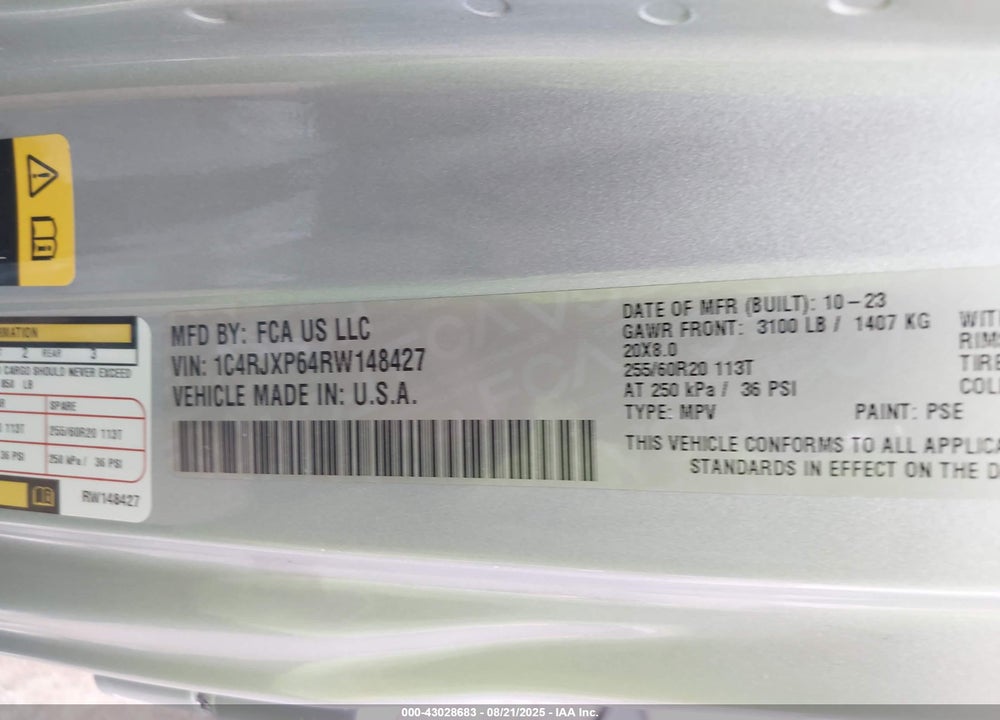 2024 JEEP WRANGLER / VIN: 1C4RJXP64RW148427