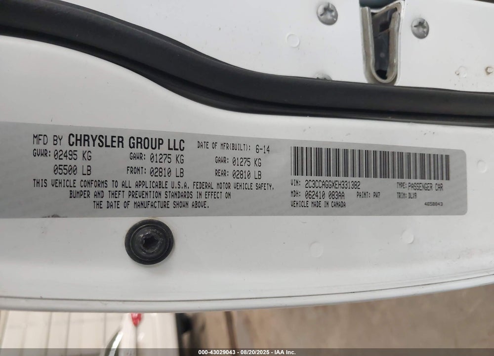 2014 CHRYSLER 300 VIN: 2C3CCAGGXEH331382