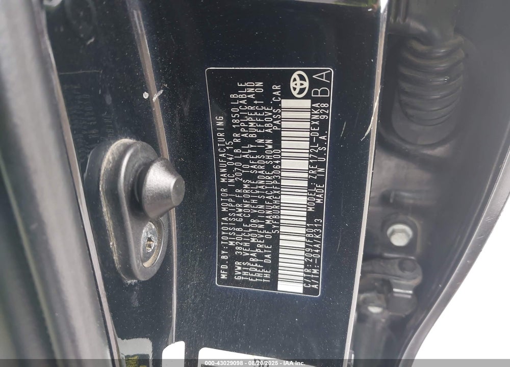 2015 TOYOTA COROLLA VIN: 5YFBURHEXFP306400