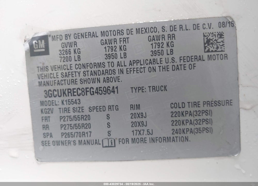 2014 CHEVROLET SILVERADO 1500 2LT VIN: 3GCUKREC5EG529224