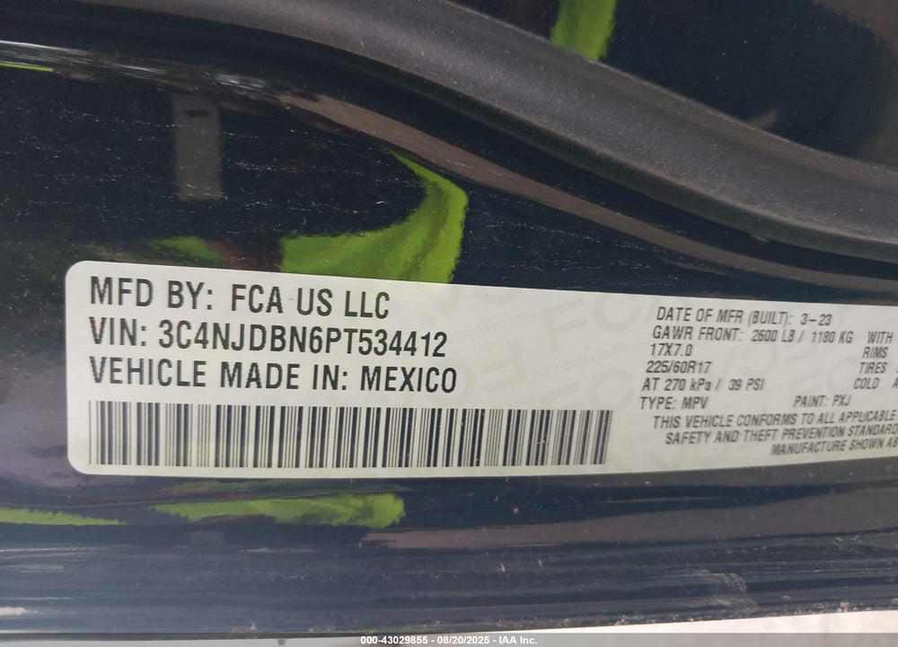 2023 JEEP COMPASS VIN: 3C4NJDBN6PT534412