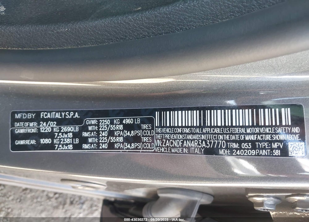 2024 DODGE HORNET GT PLUS AWD VIN: ZACNDFAN4R3A37770