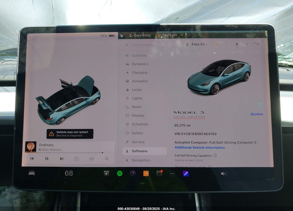 2019 TESLA MODEL 3 VIN: 5YJ3E1EB5KF464789