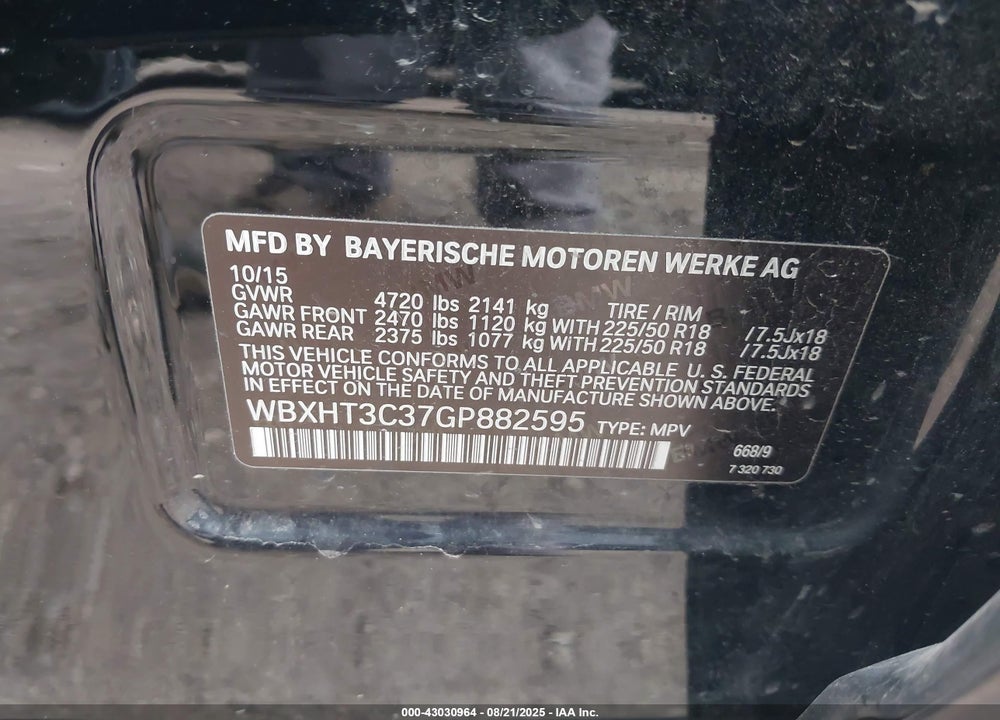 2016 BMW X1 XDRIVE28I VIN: WBXHT3C37GP882595