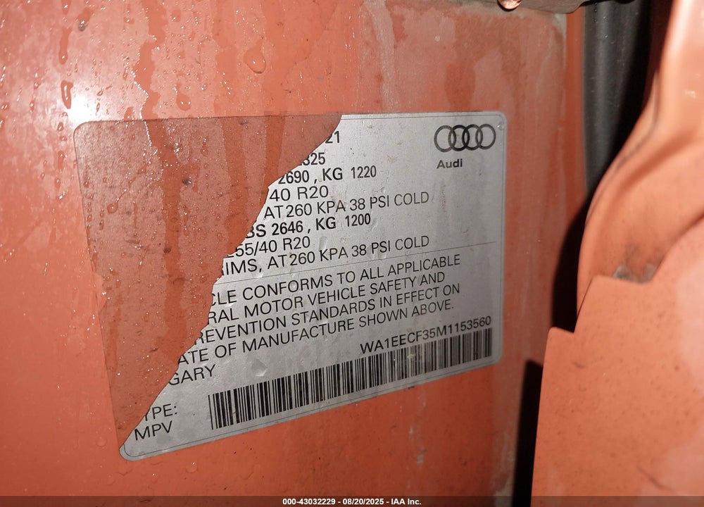 2021 AUDI Q3 VIN: WA1EECF35M1153560