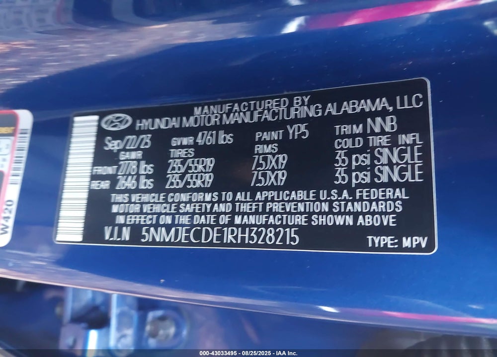 2024 HYUNDAI TUCSON VIN: 5NMJECDE1RH328215