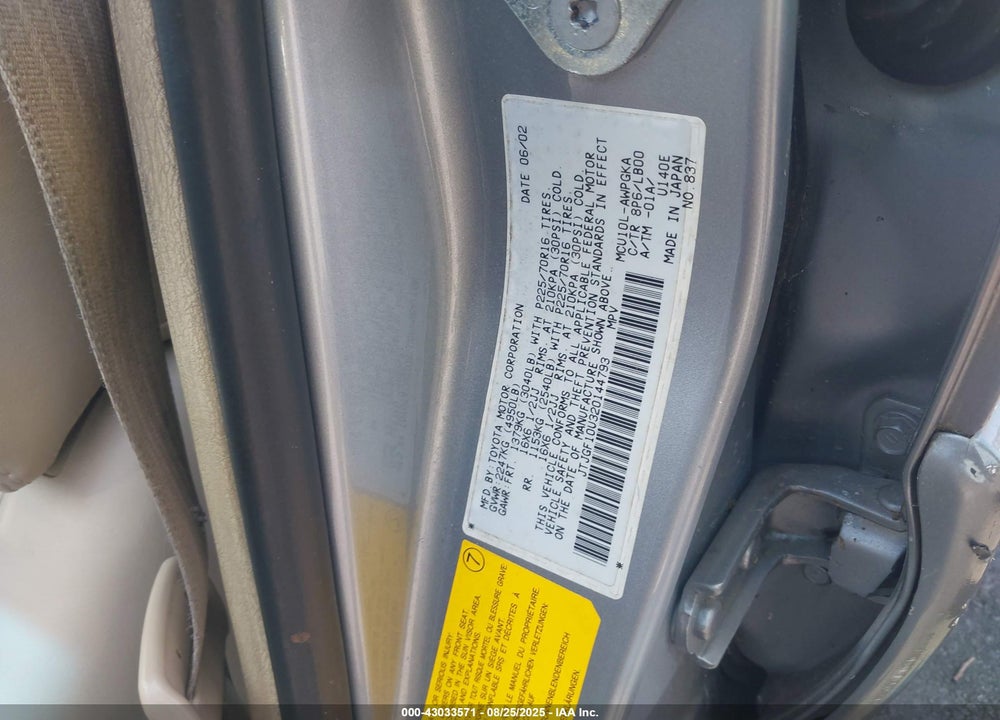 2002 LEXUS RX 300 VIN: JTJGF10U320144793