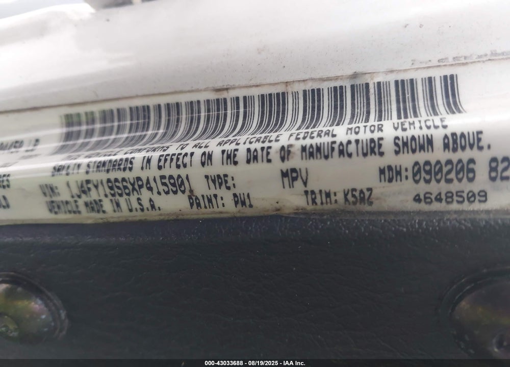 1999 JEEP WRANGLER SPORT VIN: 1J4FY19S6XP415901