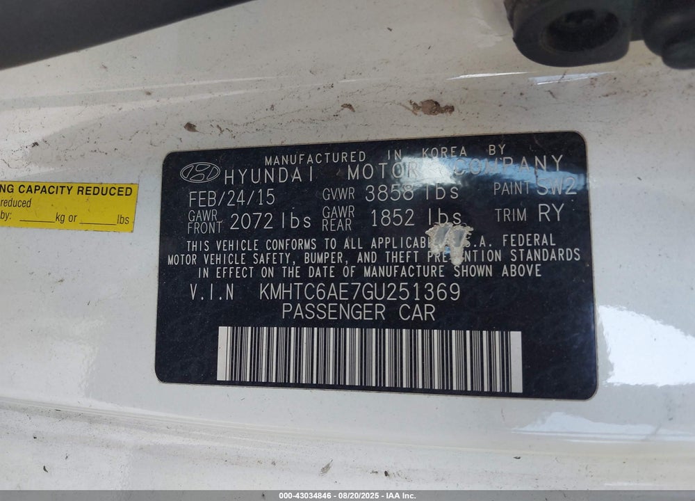 2016 HYUNDAI VELOSTER TURBO VIN: KMHTC6AE7GU251369