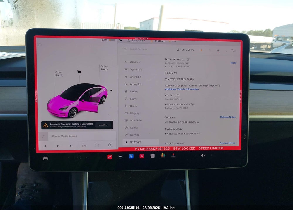 2019 TESLA MODEL 3 VIN: 5YJ3E1EB3KF494325