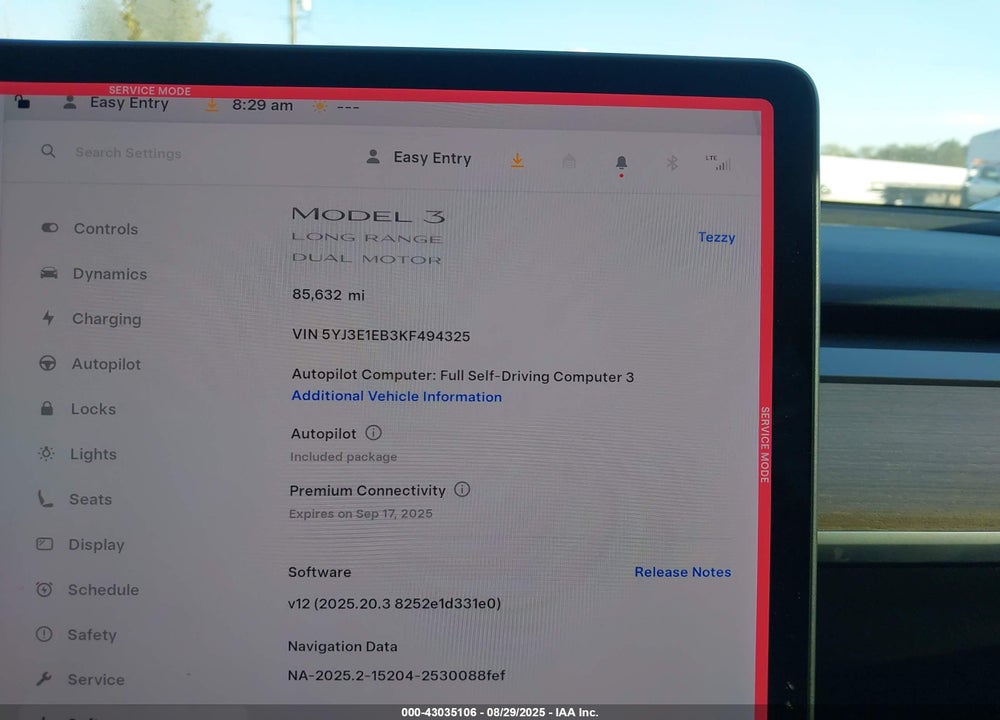 2019 TESLA MODEL 3 VIN: 5YJ3E1EB3KF494325