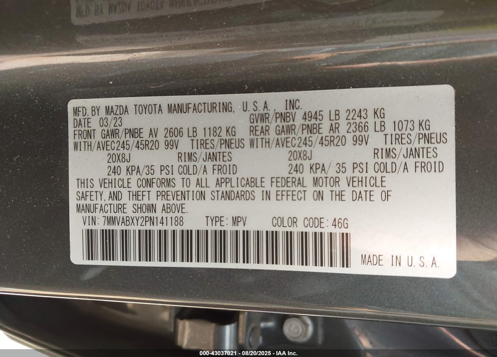 2023 MAZDA CX-50 VIN: 7MMVABXY2PN141188