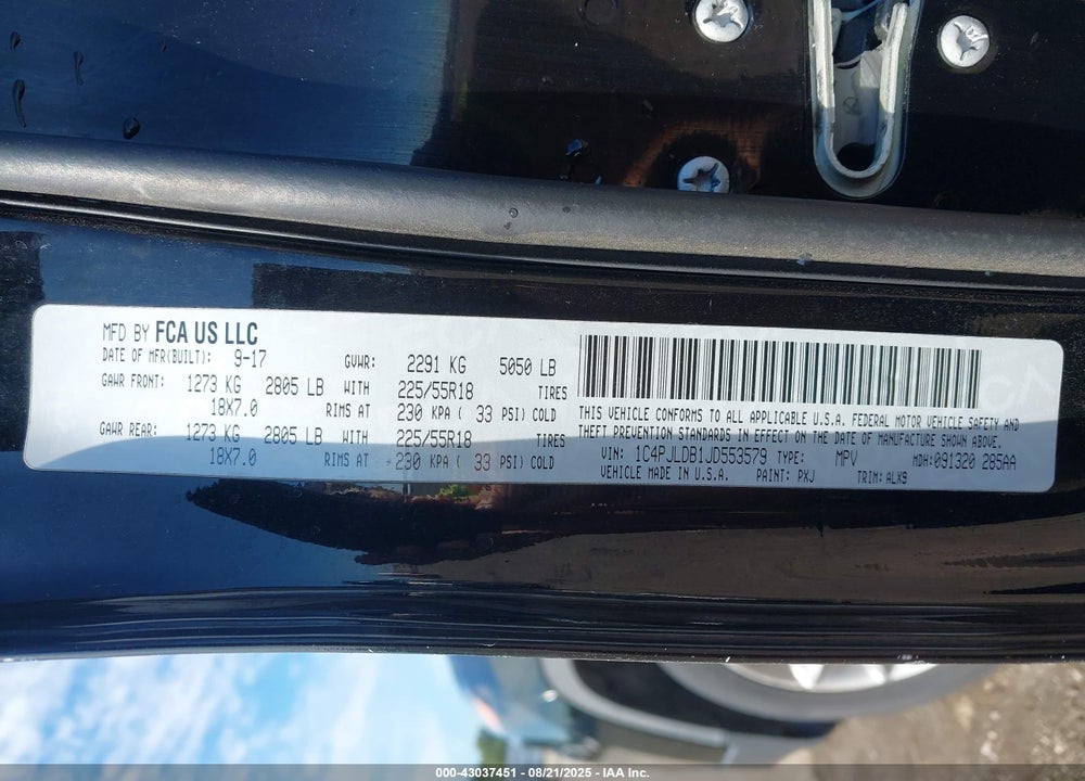 2018 JEEP CHEROKEE VIN: 1C4PJLDB1JD553579