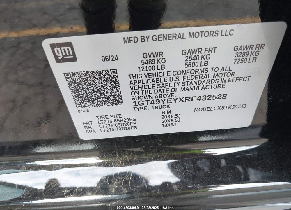 2024 GMC SIERRA 3500HD 4WD  STANDARD BED DENALI ULTIMATE VIN: 1GT49YEYXRF432528