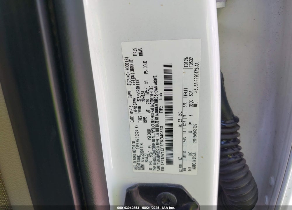 2015 FORD F-150 VIN: 1FTEW1EF7FKD40833