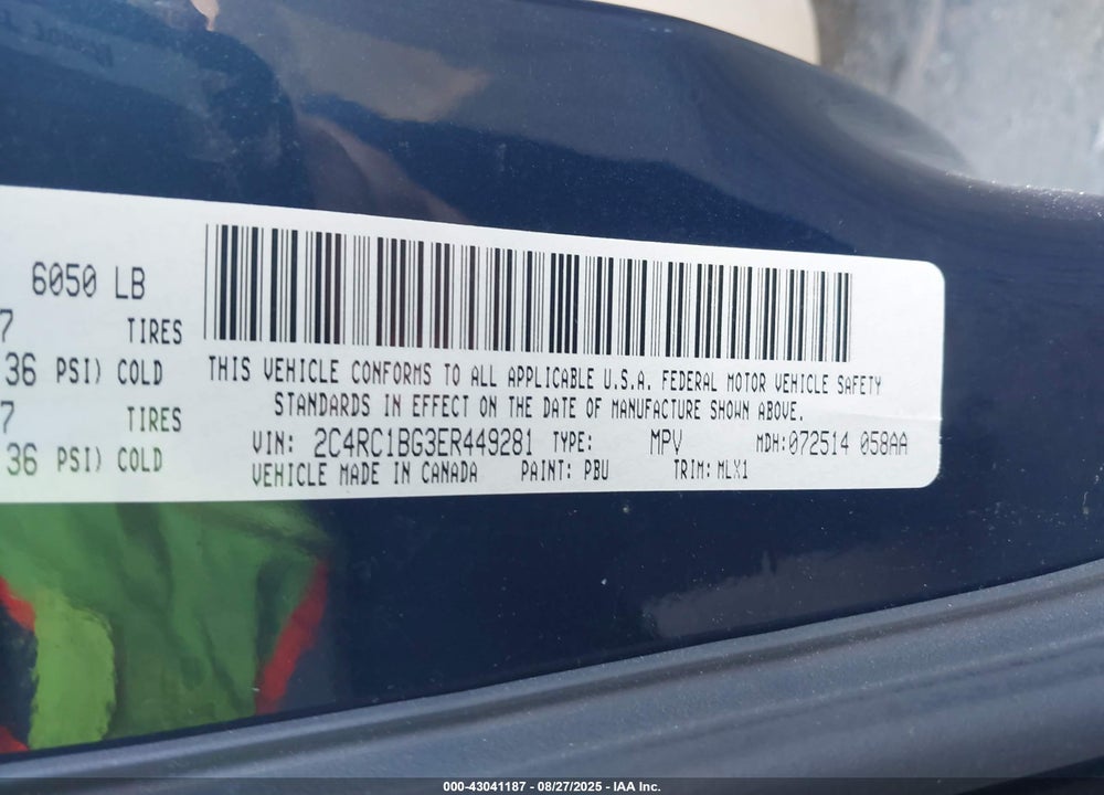 2014 CHRYSLER TOWN & COUNTRY TOURING VIN: 2C4RC1BG3ER449281