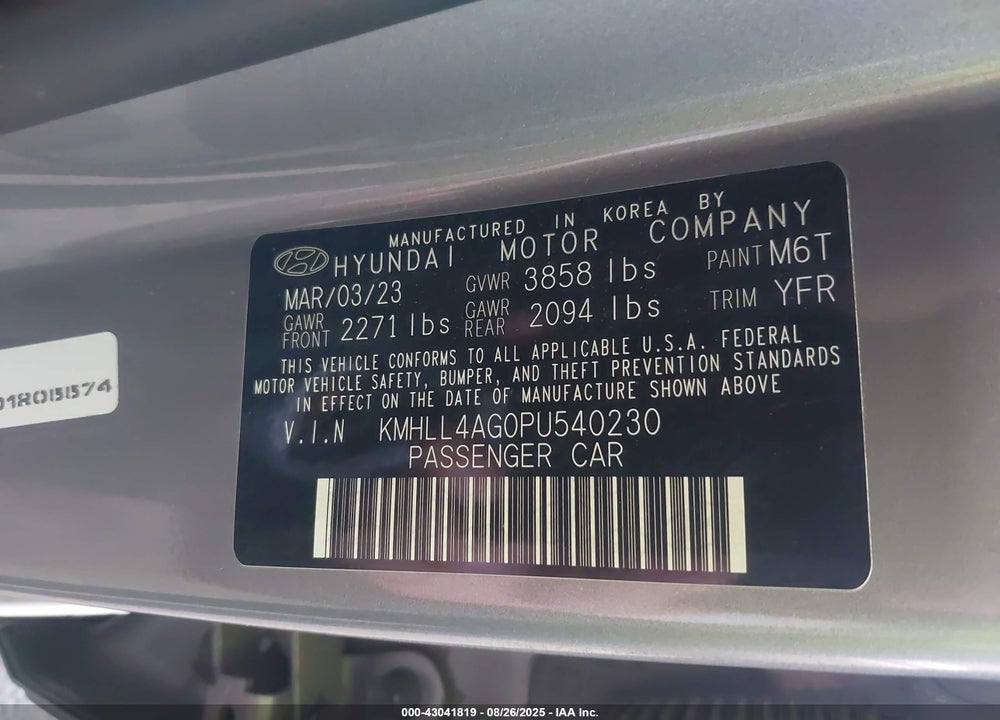 2023 HYUNDAI ELANTRA VIN: KMHLL4AG0PU540230