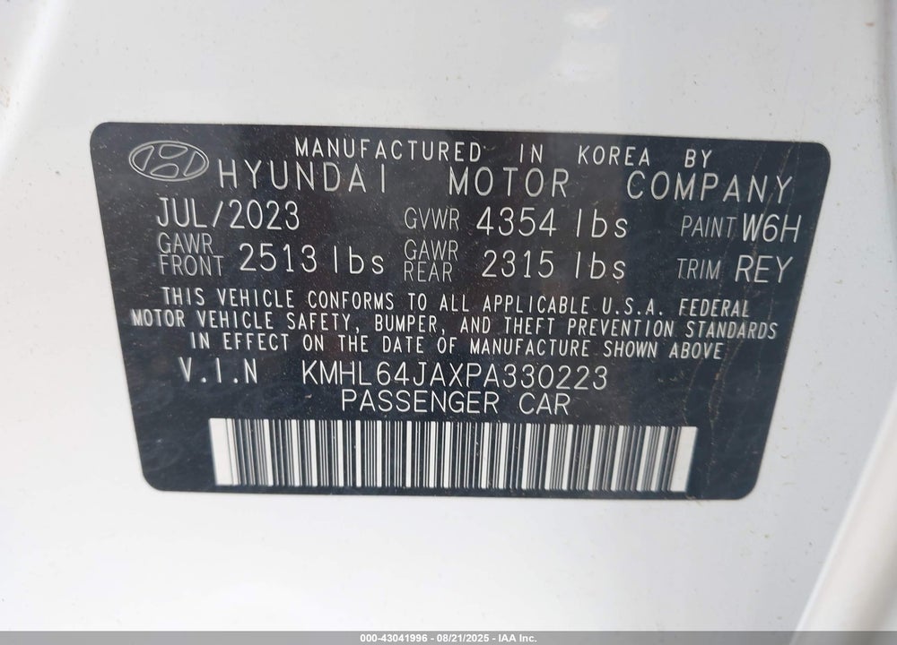 2023 HYUNDAI SONATA VIN: KMHL64JAXPA330223