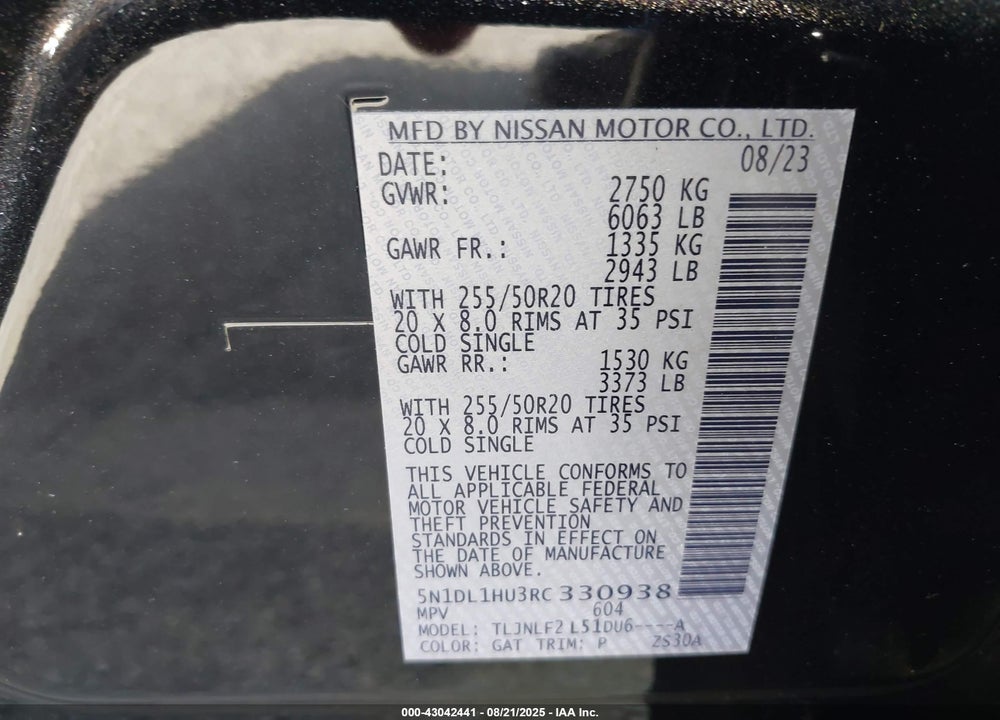 2024 INFINITI QX60 AUTOGRAPH AWD VIN: 5N1DL1HU3RC330938