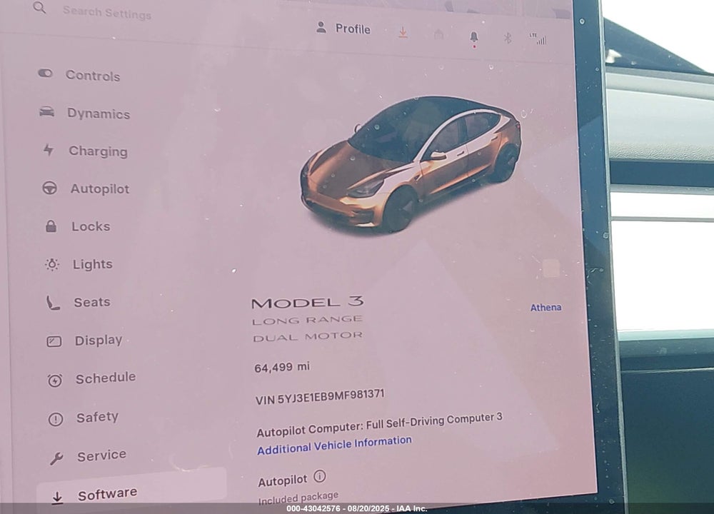 2021 TESLA MODEL 3 VIN: 5YJ3E1EB9MF981371