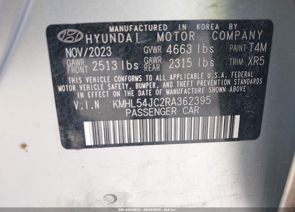 2024 HYUNDAI SONATA N LINE VIN: KMHL54JC2RA362395
