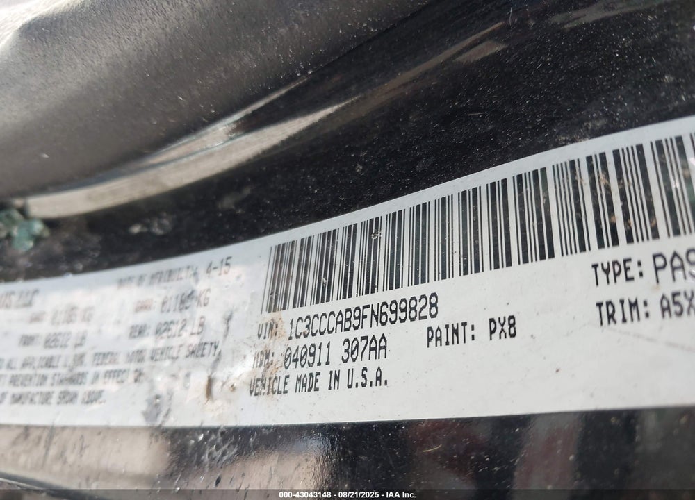 2015 CHRYSLER 200 VIN: 1C3CCCAB9FN699828