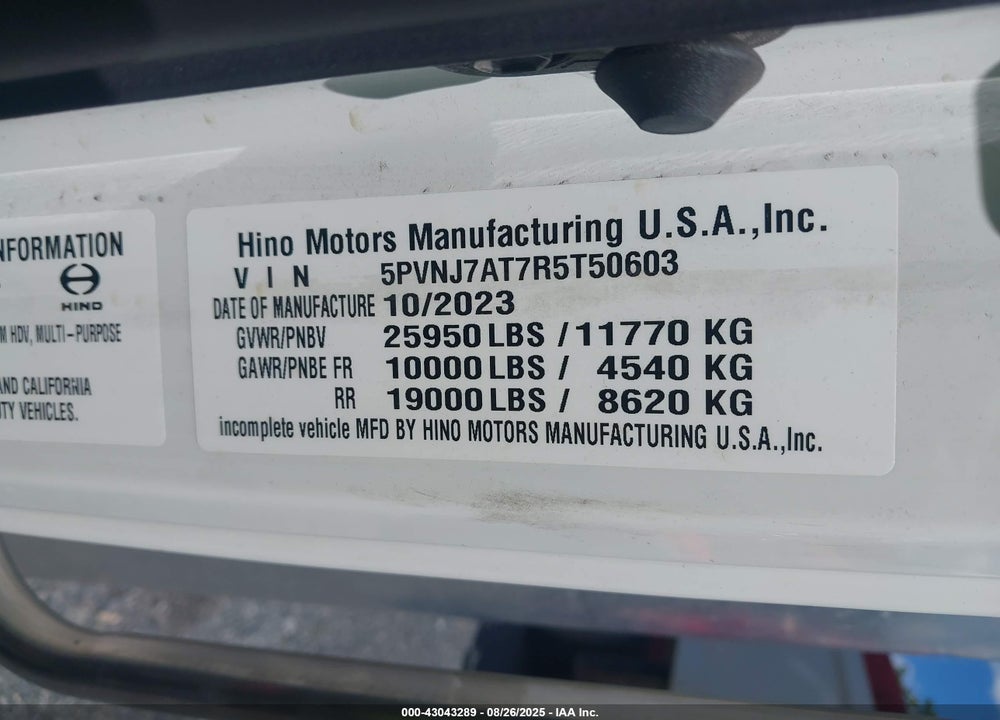 2024 HINO L6 VIN: 5PVNJ7AT7R5T50603