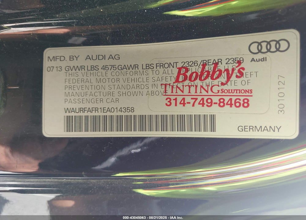 2014 AUDI A5 VIN: WAURFAFR1EA014358