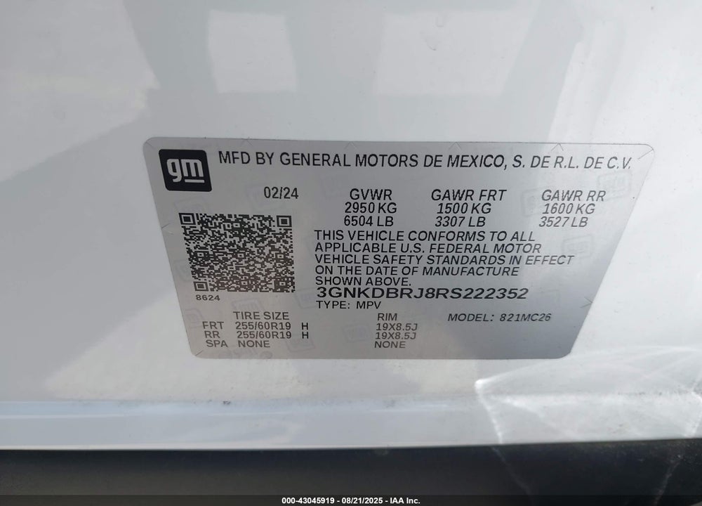 2024 CHEVROLET BLAZER EV EAWD 2LT VIN: 3GNKDBRJ8RS222352