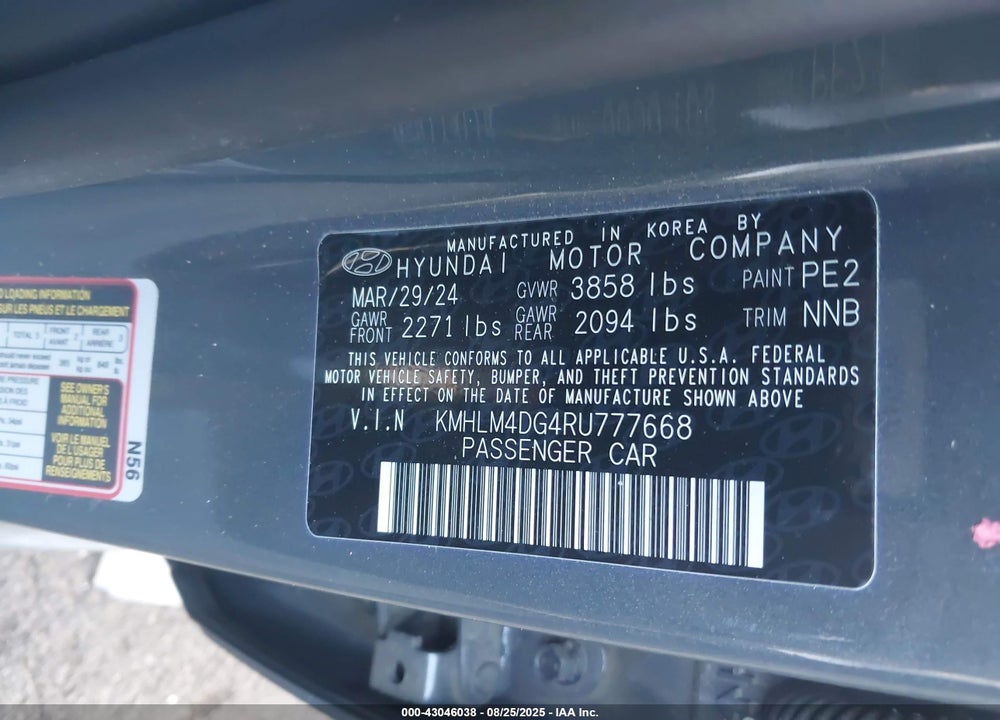 2024 HYUNDAI ELANTRA VIN: KMHLM4DG4RU777668