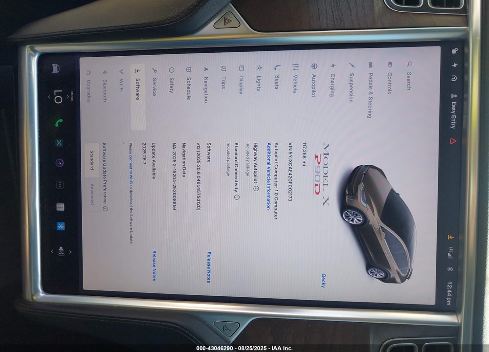 2016 TESLA MODEL X VIN: 5YJXCAE42GF002173