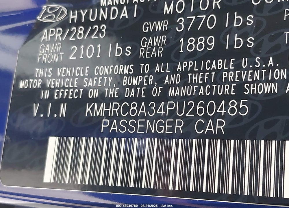2023 HYUNDAI VENUE SEL VIN: KMHRC8A34PU260485