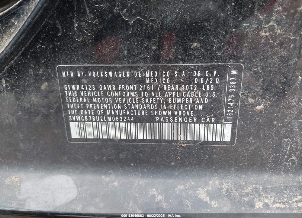 2020 VOLKSWAGEN JETTA VIN: 3VWCB7BU2LM063244