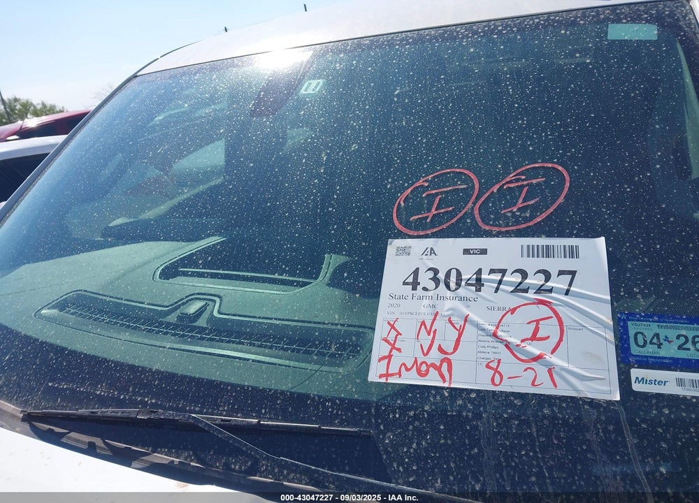 2020 GMC SIERRA 1500 VIN: 3GTP8CED5LG107081
